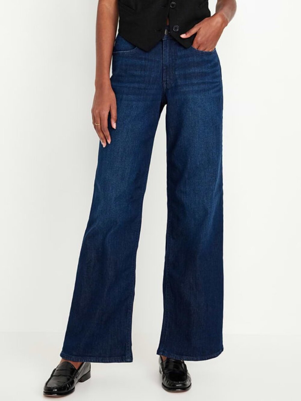 Old Navy High Rise Wow Wide Leg Jeans Size 2 Dark Wash River Shade - Picture 9 of 11